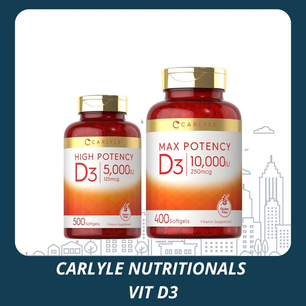 Vitamin D3 5000 10000 iu Carlyle 400 500 sg 125 250 mcg vit imunitas max potency USA