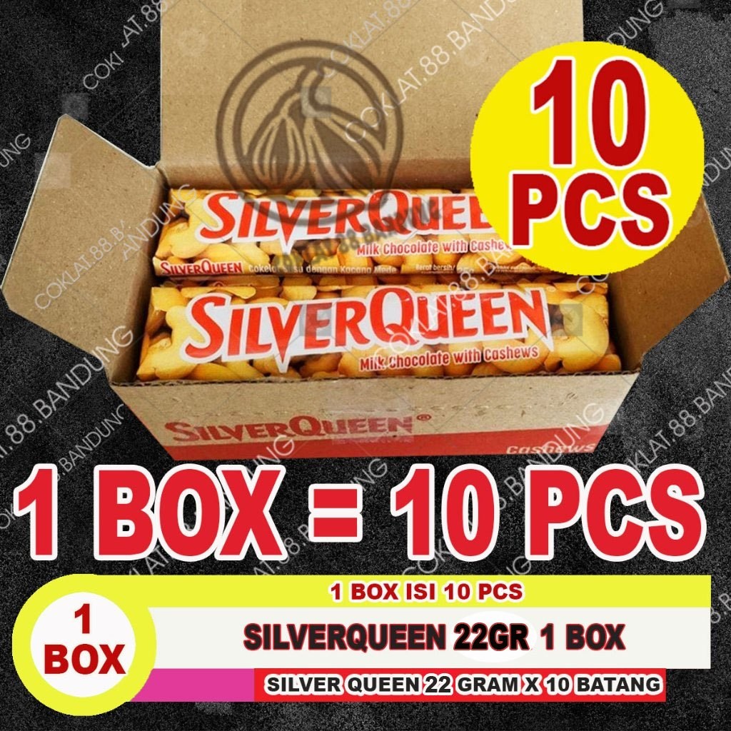 Coklat Silverqueen 1 Box 22 Gr, Cokelat Silverqueen Kecil Chocolate, Silverqueen Mini Chunky Bar 26g