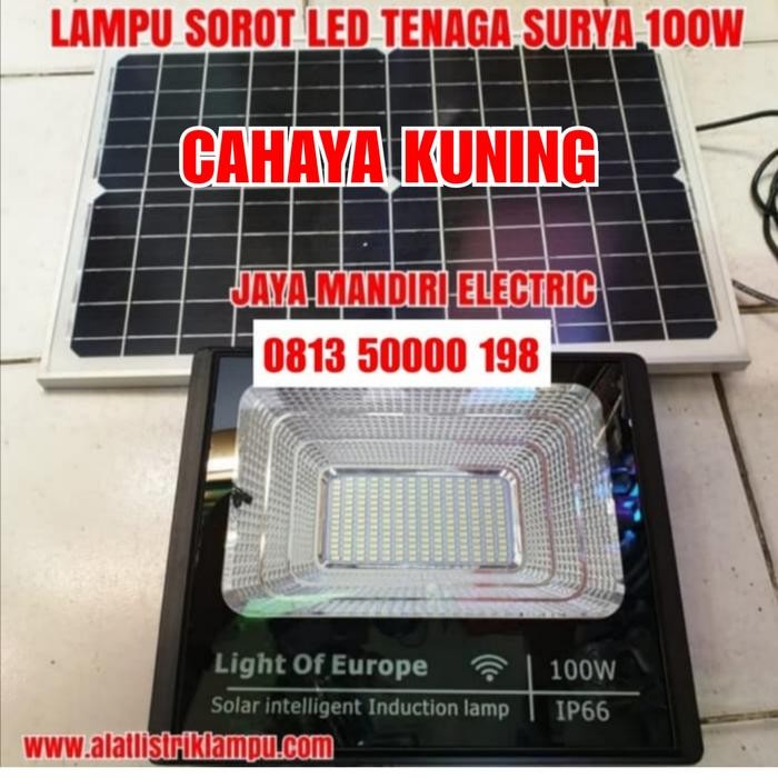 LAMPU SOROT LED SURYA 100W KUNING FLOOD LIGHT SOLAR LED 100WATT WATT