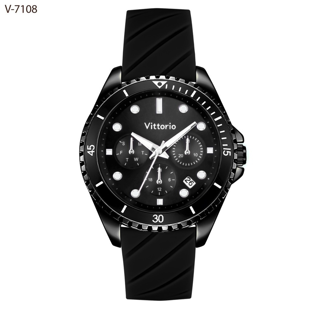 Jam Tangan !!! Jam Tangan Wanita Vittorio 7108 Rubber Tanggal