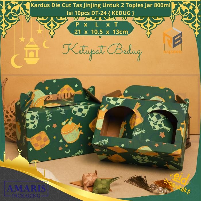 

76_cm Kardus Die Cut Tas Jinjing Isi 2 Toples Jar DT-24 - HIJAU KETUPAT