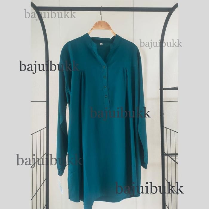 Blouse Wanita Polos Katun Viscose Jumbo Tangan Karet Hijau Botol Army Alpukat Mint - Nyaman Panjang 
