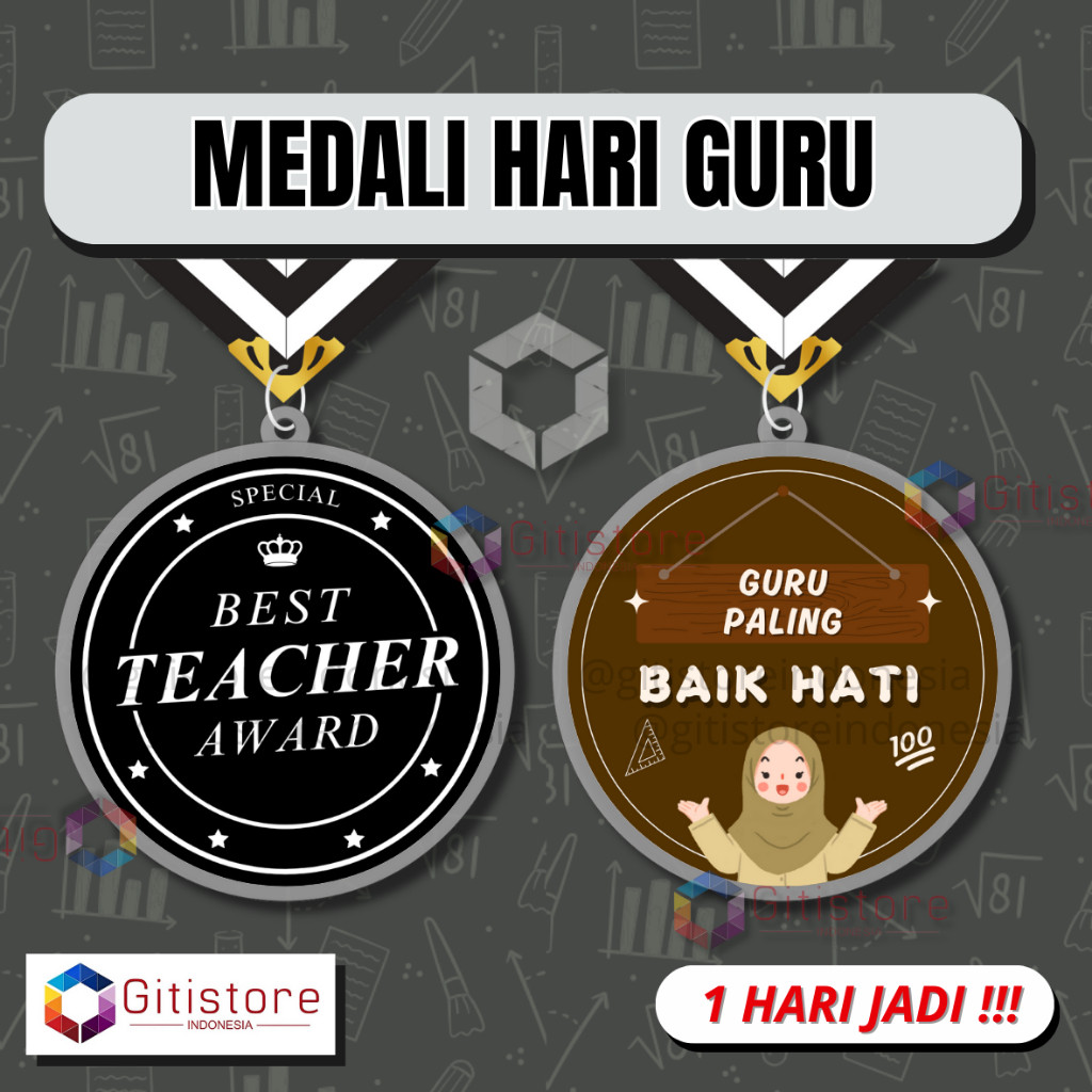 SEHARI JADI MEDALI CUSTOM / MEDALI HARI GURU / MEDALI BEST TEACHER