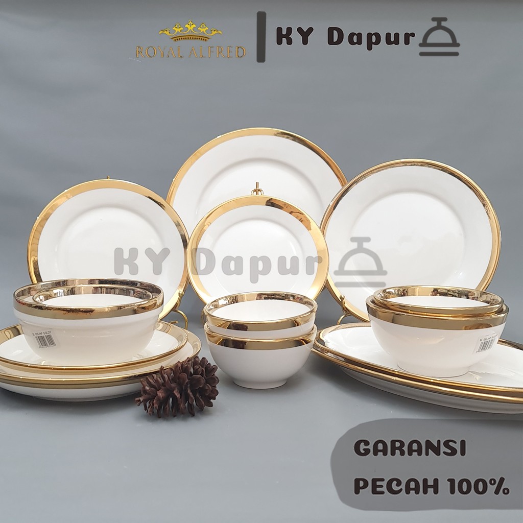 ROYAL ALFRED Piring Mangkok Keramik GOLDY Collection Makan Piring Makan  Keramik Cantik Aesthetic Be