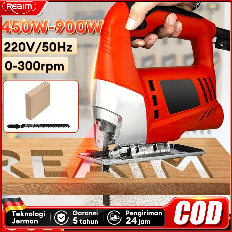 LOWESHOP REAIM Gergaji ukir listrik Pemotong kayu yang kuat Gergaji ukir listrik