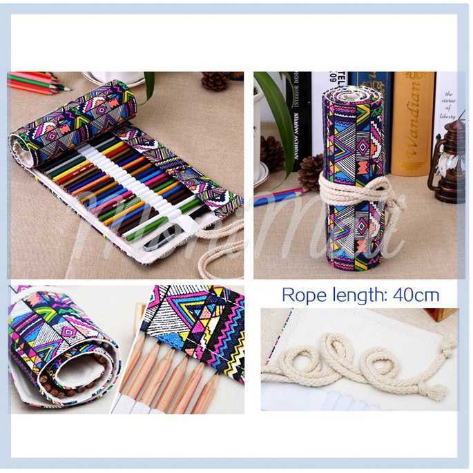 

MARCO Bohemian Tas Tempat Pensil Gulung Canvas 48 Slot 20.5x56cm - EN-71