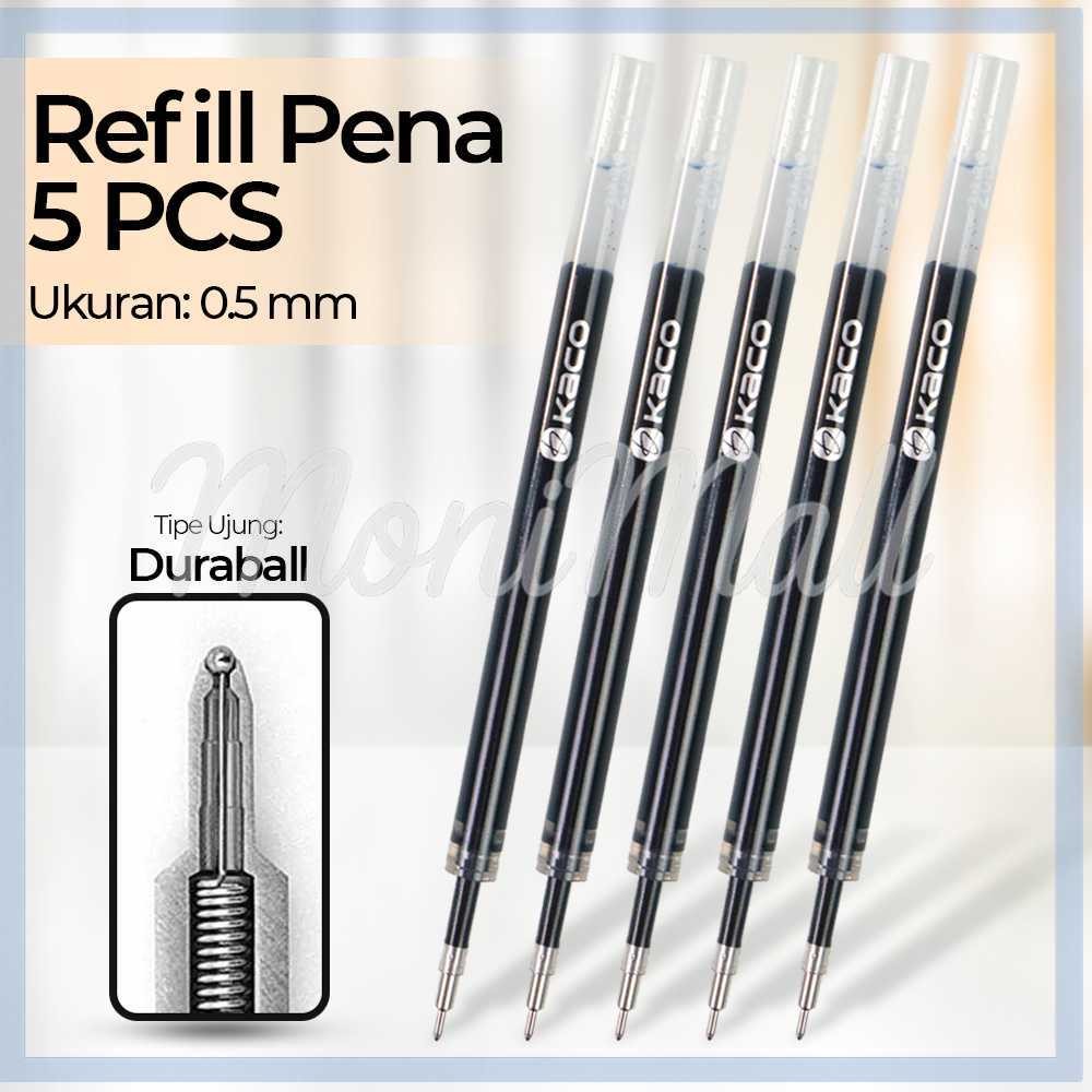 

Kaco Isi Refill Pena Pulpen Gel 0.5mm Tinta Hitam 5PCS for Kaco TURBO - K1618