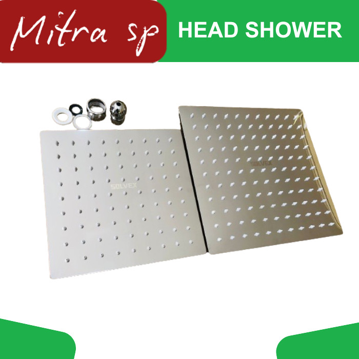 MSP Shower Gantung Dinding 12 Inch Head Shower Kotak Stainless Silver Anti Karat Aliran Deras