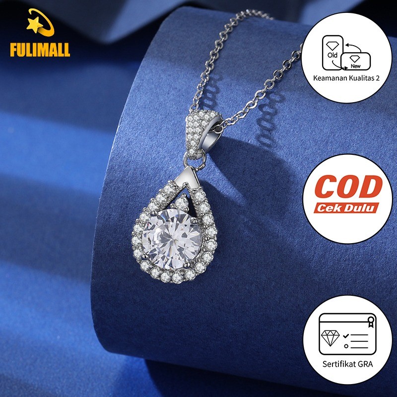 FULIMALL PT950 Bertatahkan Kalung Berlian Moissanite 5 Karat Untuk Wanita Stok