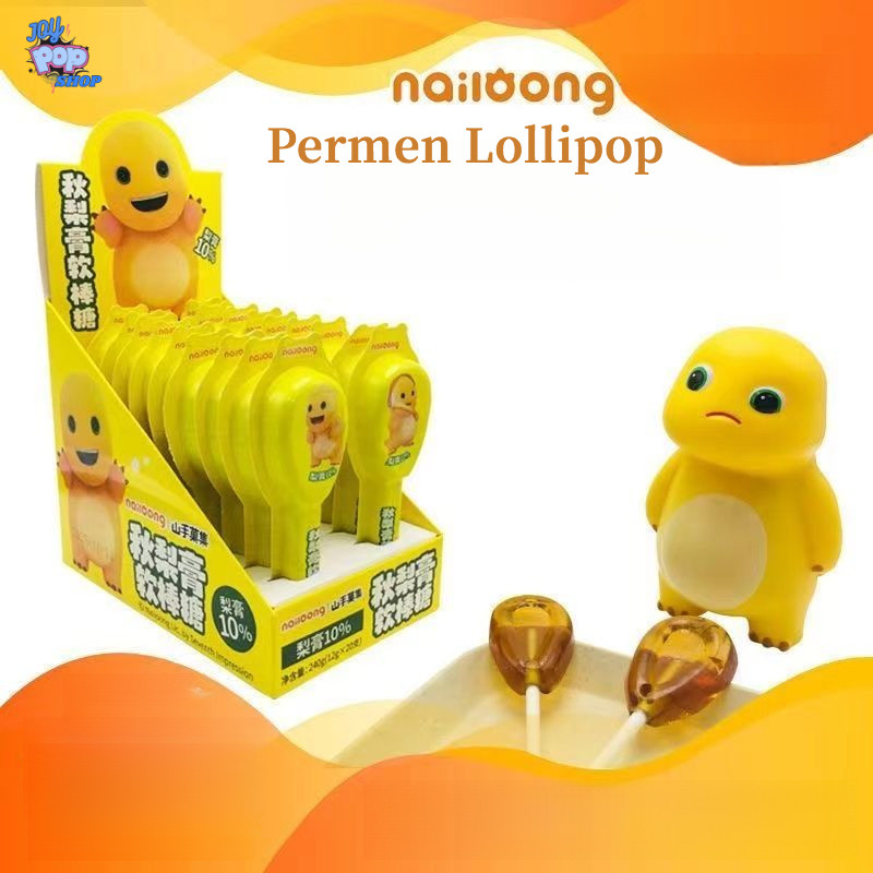 

Permen Lollipop Nailong rasa buah, permen tangkai, Nailong dino kuning, permen nailong, permen rasa buah, permen anak anak