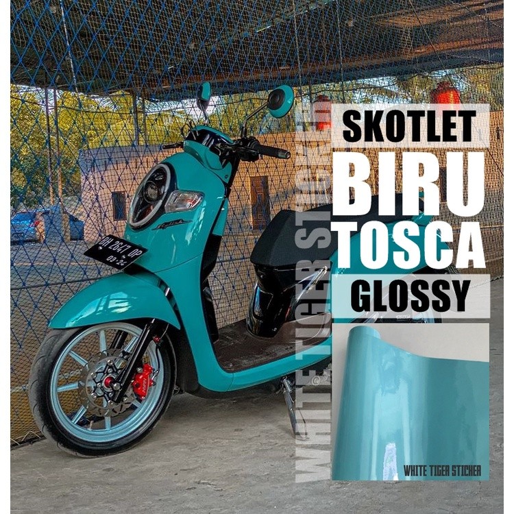 SKOTLET STIKER MOTOR BIRU TOSCA GLOSSY SKOTLET BIRU GLOSY SCOTLITE BLUE TOSCA GLOSY STIKER MOTOR GLO