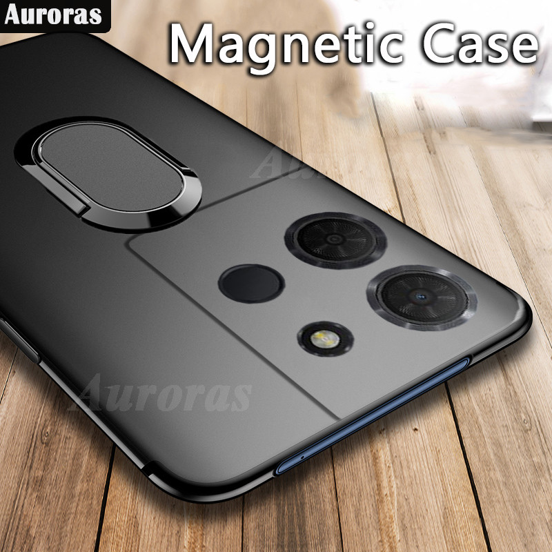 Untuk TCL 503 505 Phone Case Soft Silicone Metal Ring Kickstand Bracket 360 Derajat Rotasi Car Holde