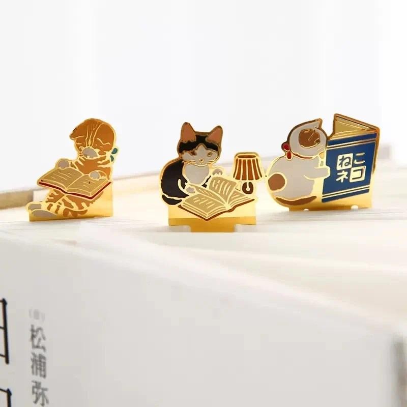 

Cute Cat Bookmarks Metal Book Clips Kawaii Kittens Paper Page Holder Japanese Stationery Reading Tools School Office Supplies