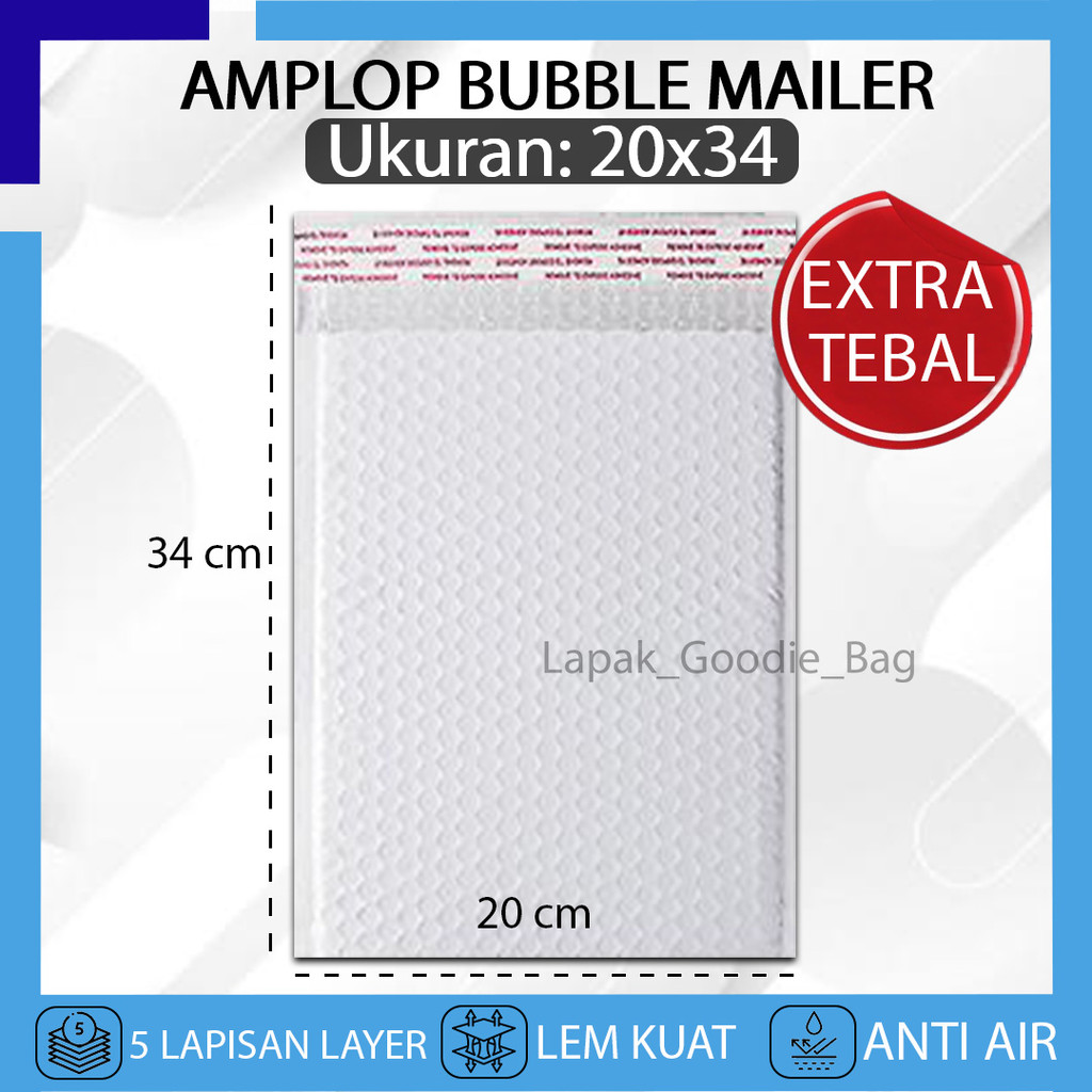 

Kantong Plastik Packing Amplop BUBBLE MAILER 20X34 Bubble Wrap Putih WHITE Bungkus Polymailer Paket Olshop Premium