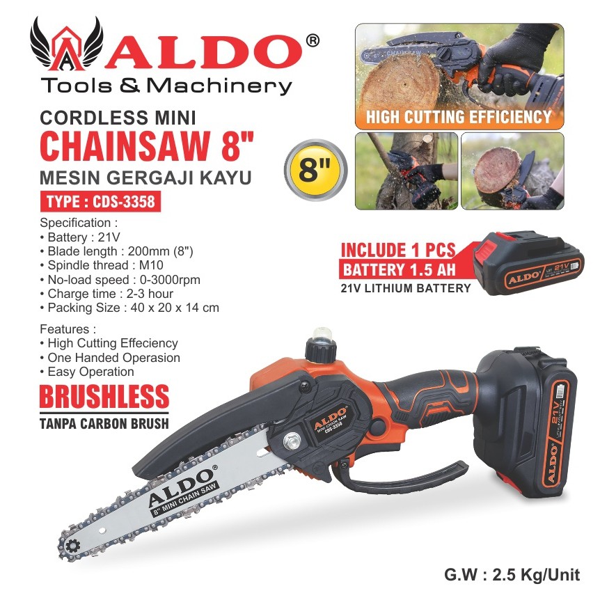 MESIN CHAINSAW SENSO CASH ALDO CDS 3358 3358 MESIN GERGAJI POTONG KAYU TANPA KABEL GERGAJI PEMOTONG 