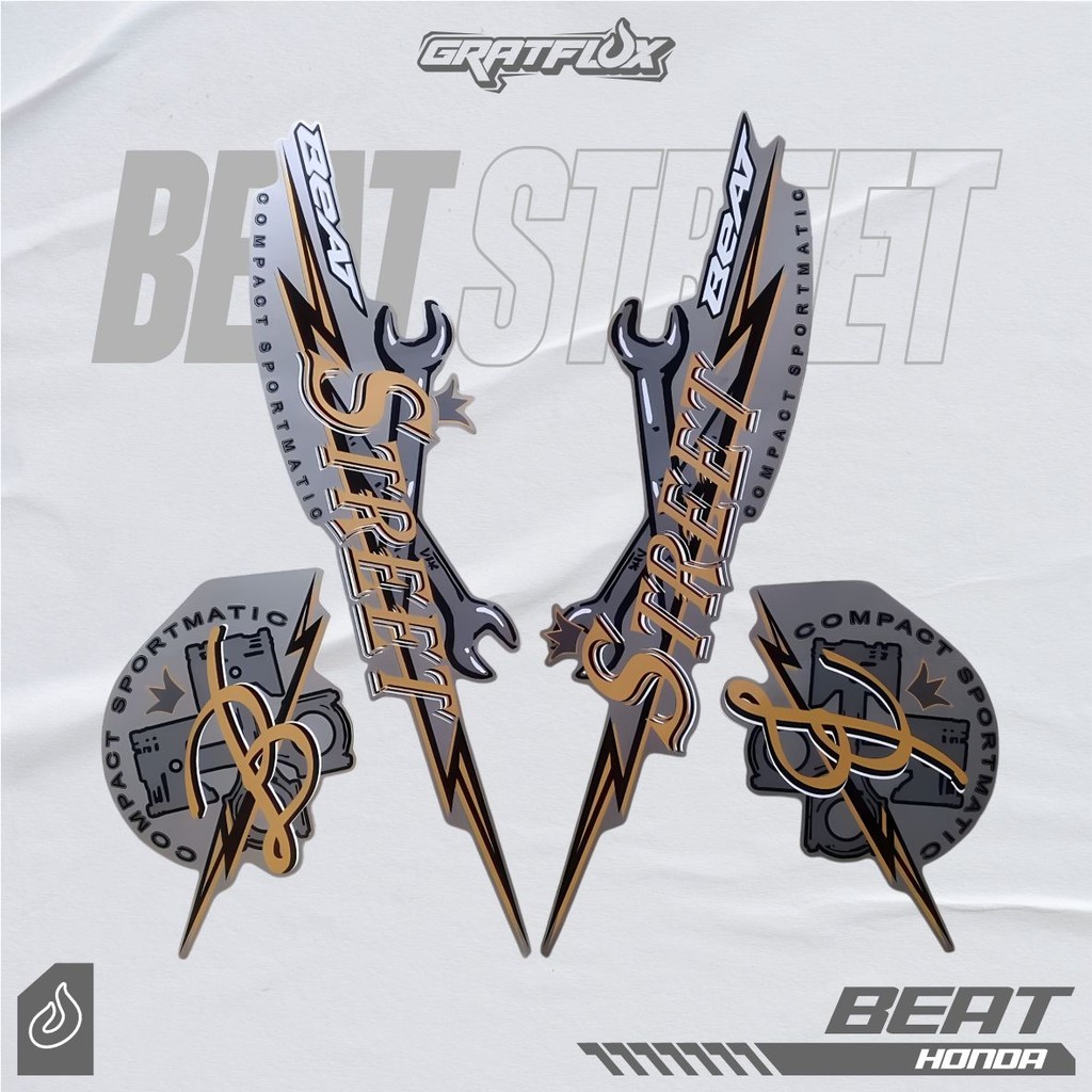 Striping Stiker Motor HONDA Beat Street 2020 body full silver putih standar berkualitas