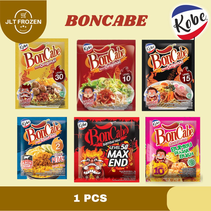 

Bon Cabe Sachet PCS Sambal Tabur Level 50 / Bon Cabe Abon / Boncabe Level 10 / Bon Cabe Bumbu Rujak Tabur