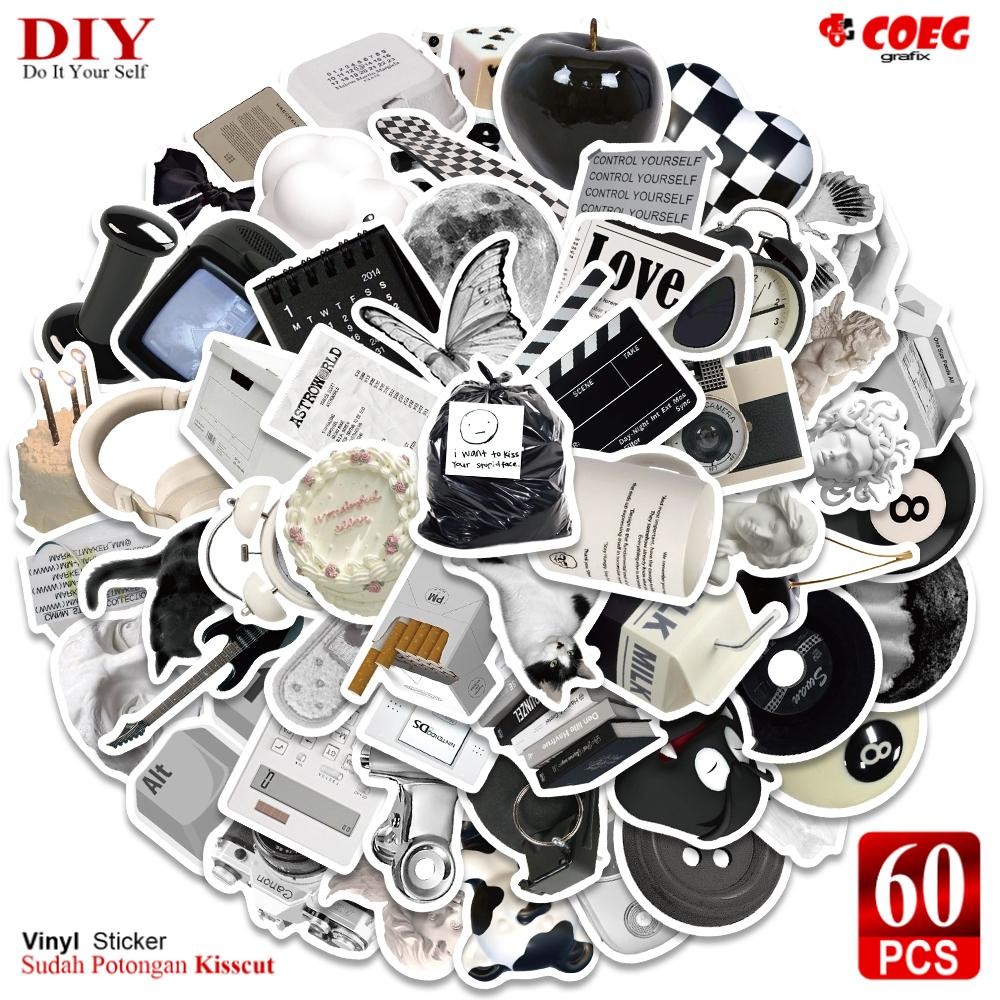 

60PCS Stiker Pack Sederhana CG48 - Stiker Vinyl Anti Air - Sticker Buku Gitar Casing HP Laptop Helm Skateboard