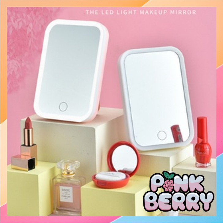 Pink Berry C5287 Cermin Lampu LED Rechargeable Tombol Touch Screen / Cermin Makeup LED / Kaca Cermin