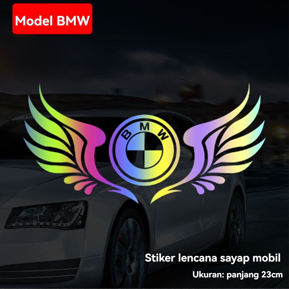Mobil Car Stiker 3D Laser Sayap Stiker Stiker Mobil Reflektor Rainbow
