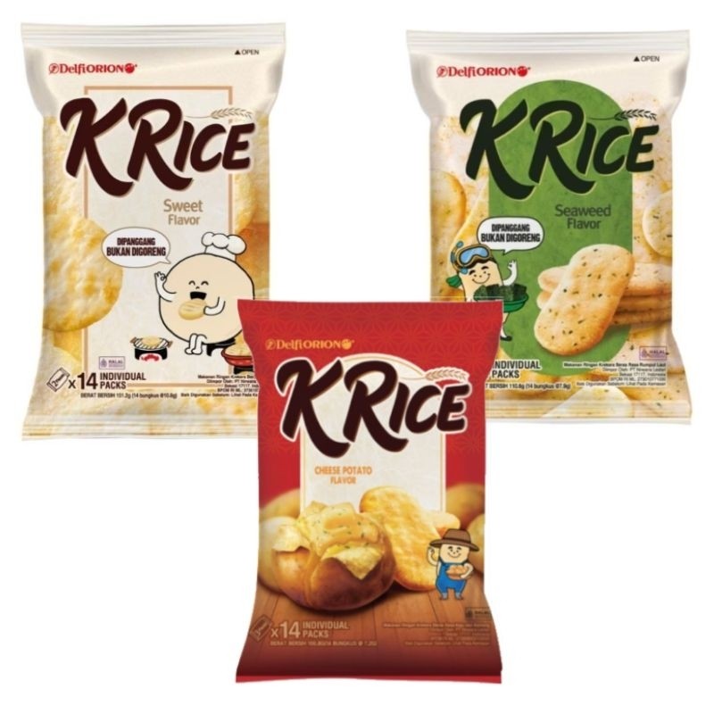 

‼️ RASA BARU & PROMO ‼️ Delfi Orion K'Rice Crackers Beras 14P (isi 14) Rasa Sweet & Seaweed & Cheese Potato NEW FLAVOUR