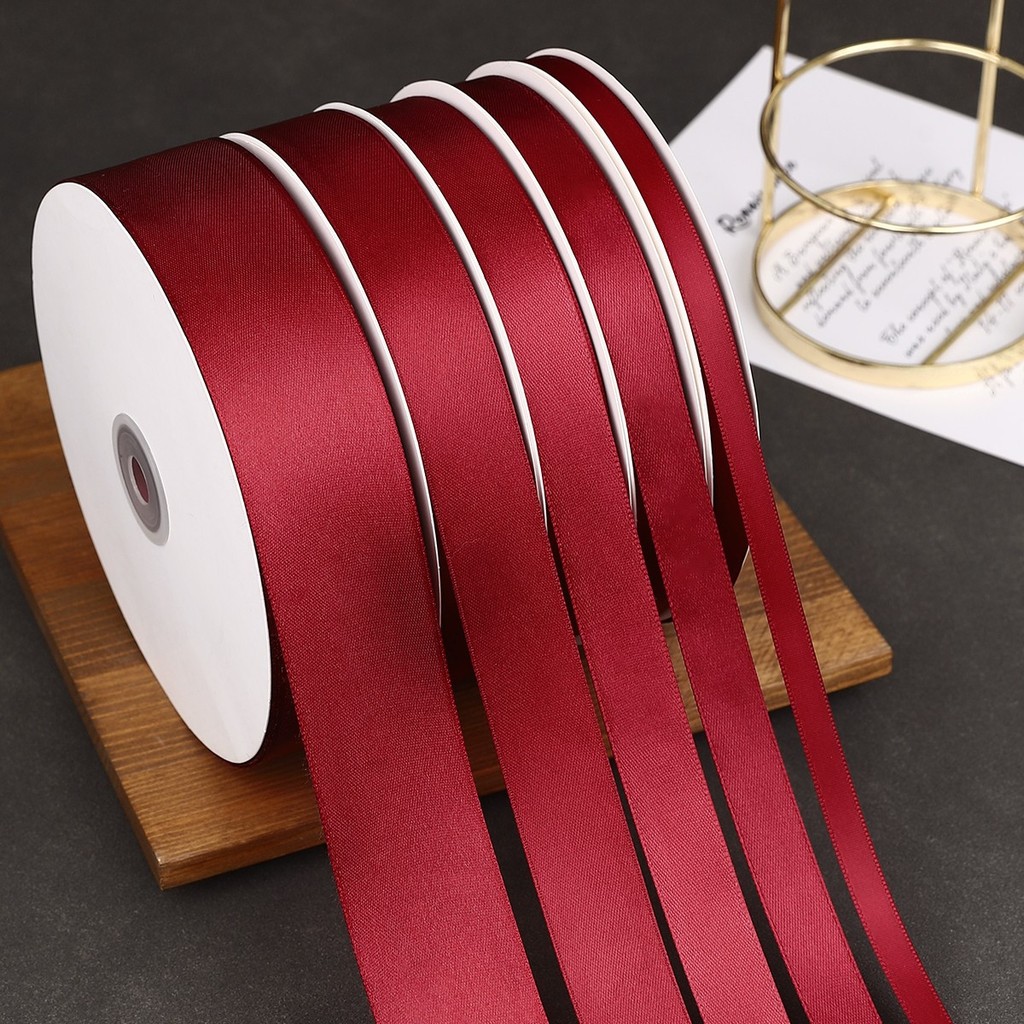 

100Yards/Roll Wine Red Ribbons For Crafts Bow Knot Rose Flower DIY Handmade Gift Wrapping Christmas Wedding Decoration Ribbon