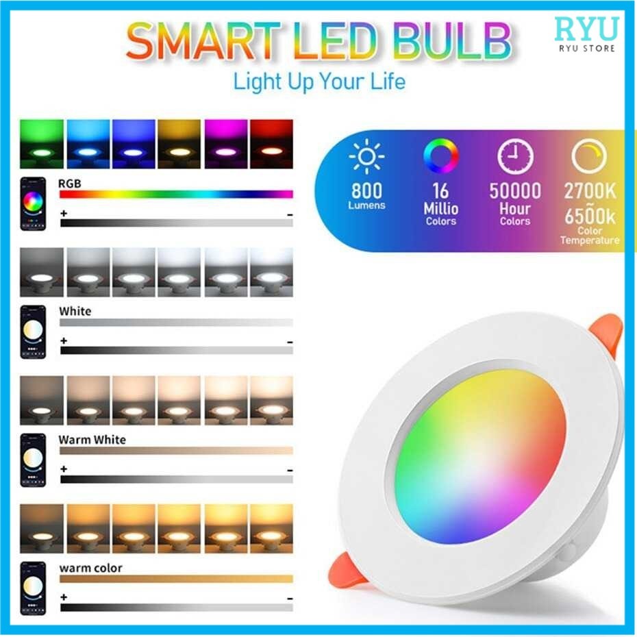 TaffLED Lampu Downlight LED Smart Bulb Bluetooth Tuya 10W RGBCW