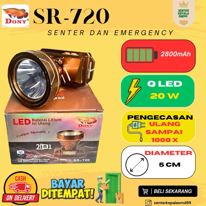 Senter Kepala Dony type SR-720 | 20W