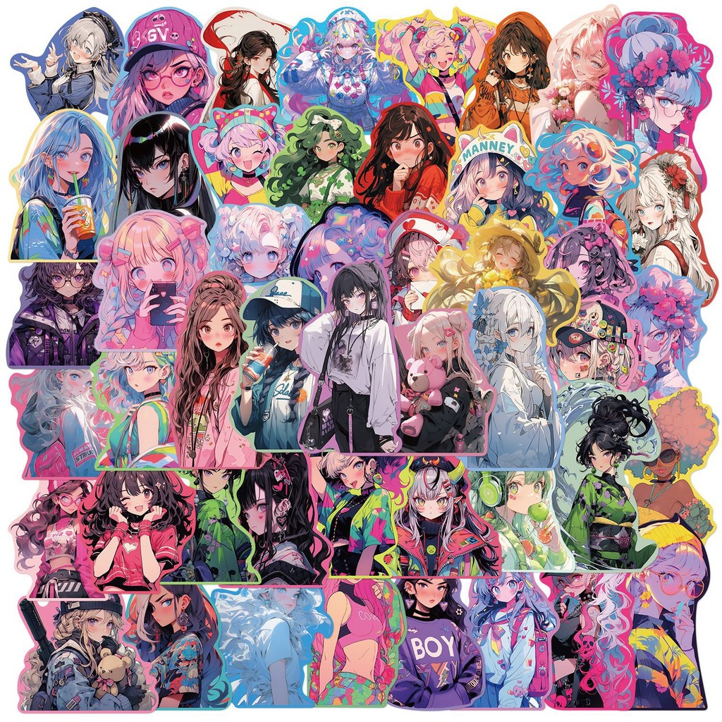 

50Pcs Anime Beautiful Girl Cool Sticker DIY Phone Laptop Luggage Skateboard Graffiti Decals Fun for Kid Toy