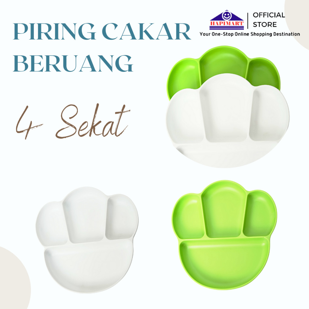 Piring Makan Bayi Motif Cakar Beruang Bahan Melamin /Piring Makan 4 Sekat Serbaguna Piring Makan Mel