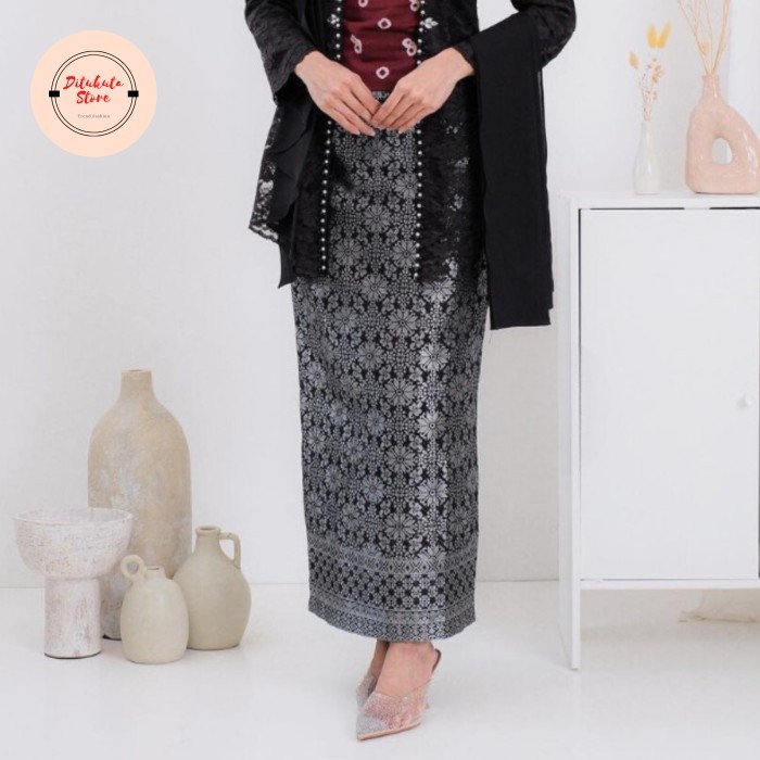 Rok Songket Lilit Rok Wisuda Rok Songket Melayu - Hitam Tembaga