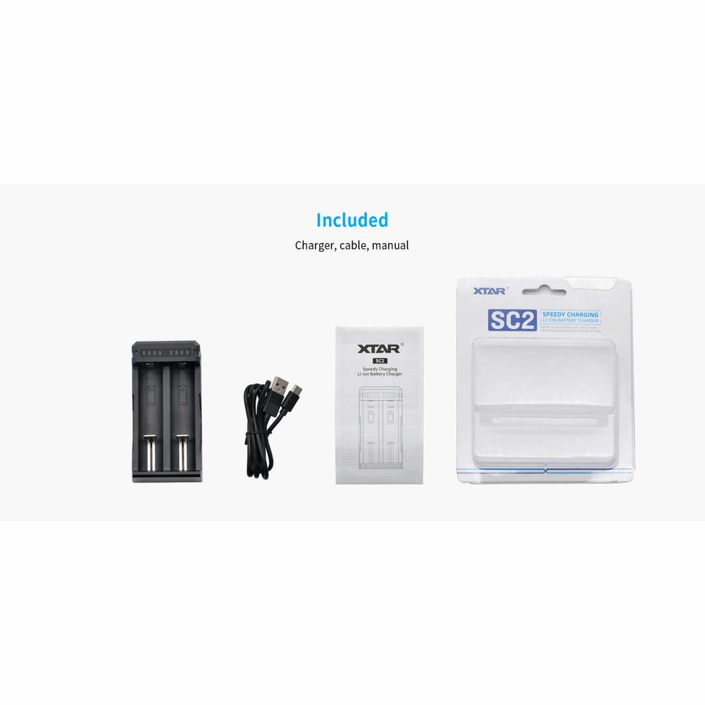 LPKSTORE XTAR Charger Baterai 2 Slot 18650 18700 20700 Li-Ion Fast Charging QC - SC2 LPKSTORE