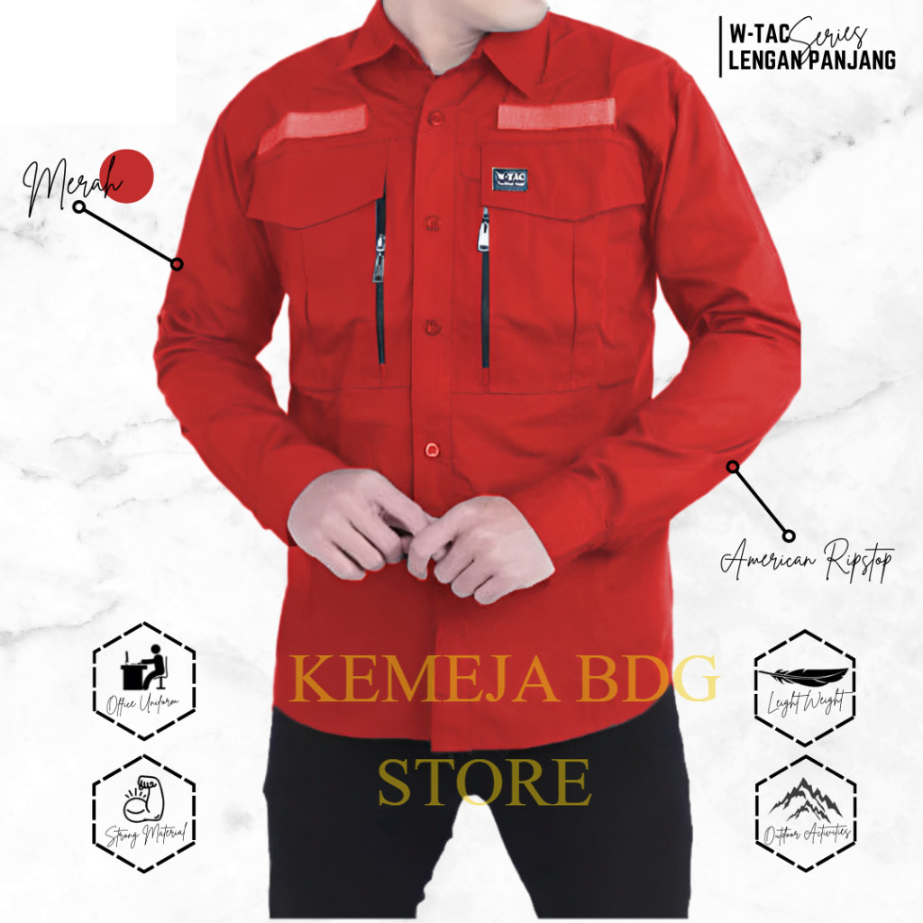 Kemeja Pria Outdoor  W-tac Tangan Panjang Size Super JUMBO Bahan American Drill Paling populer