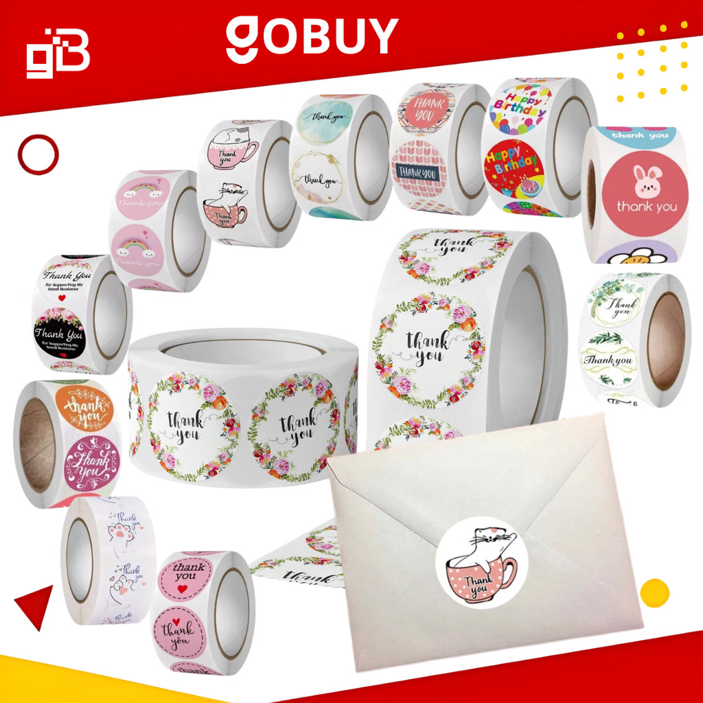 

GoBuy Sticker Label Thank You Roll Isi 500 Pcs Perekat Kemasan & Amplop