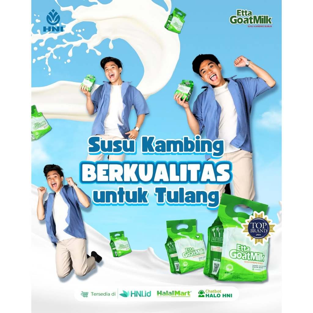 

E T T A GOATMILK SUSU KAMBING BUBUK ORIGINAL H N I 100% ORIGINAL , Kaya kalsium , Mengatasi anemia dan pengeroposan tulang ,Membantu menurunkan berat badan . mutiara shop