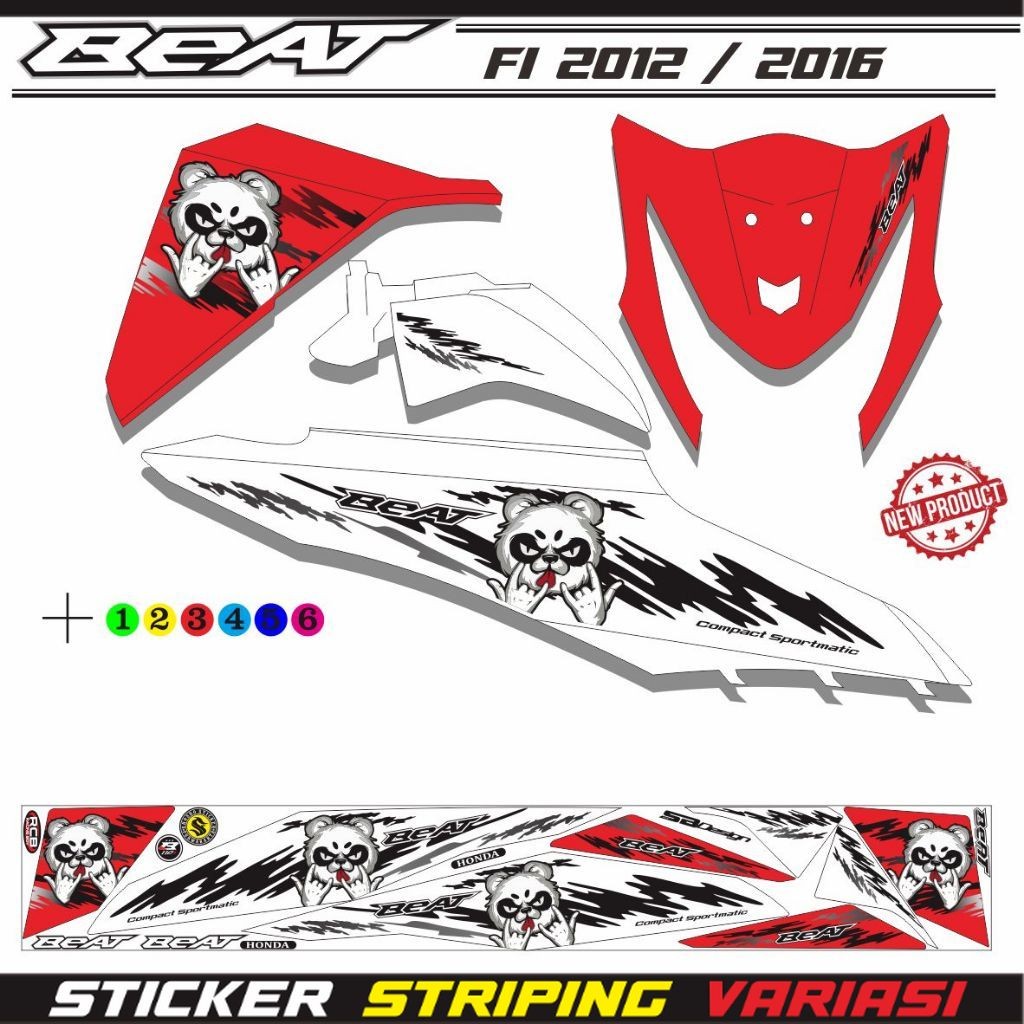STIKER POLET PANDA VARIASI MOTOR BEAT FI VARIASI
