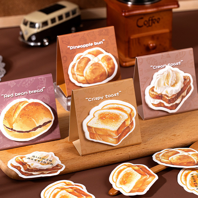 

30 Pcs/pack Cute Sticky Notes Cartoon Sticky Notes Toast Bread Shape Markers Flags Self-Stick Memo Pads Students Home Office