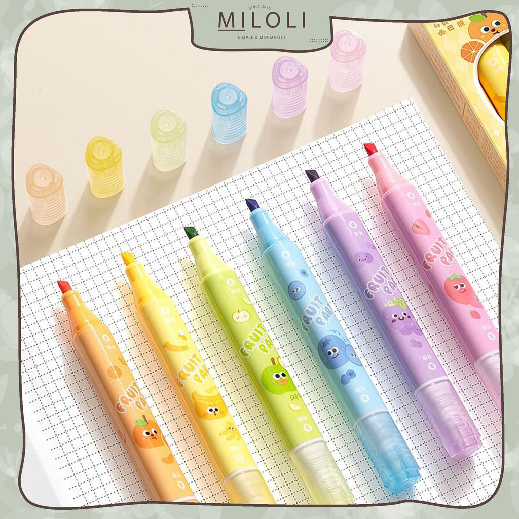

[MILOLI] 6Pcs MULTI-PURPOSE ERASABLE HIGHLIGHTER Macaron Colour Pen Pensil Warna Series - D0077