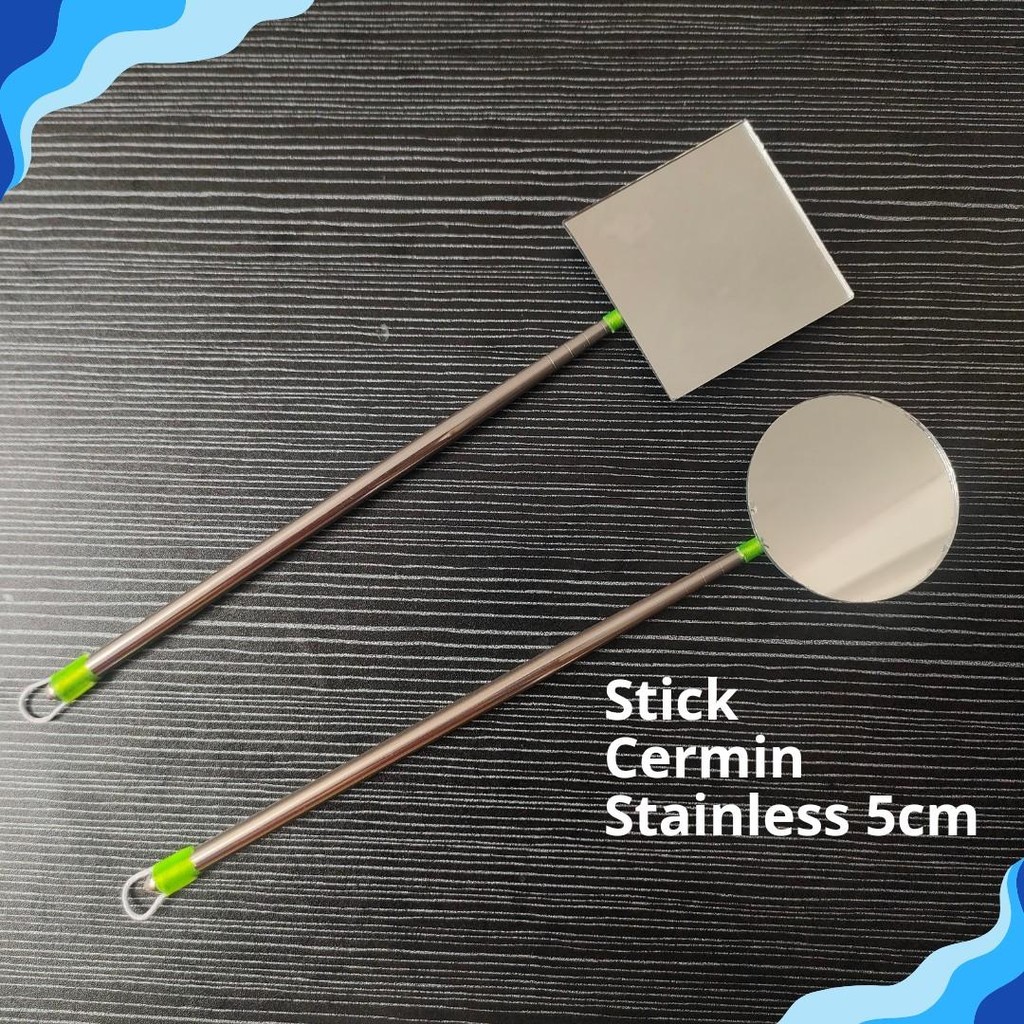 Stik Cermin Kaca Kotak Bulat 5cm Latih Mental Ikan Channa Cupang Bahan Stainless Tidak mudah karat u
