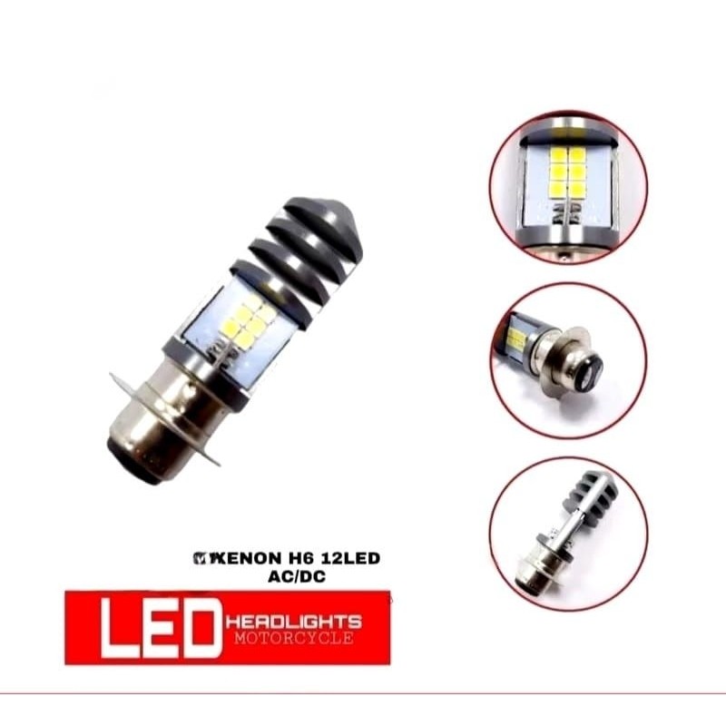 COD Lampu Depan Led Bebek H6 2 Sisi 8 LED & 12 LED AC DC 12-80 Volt