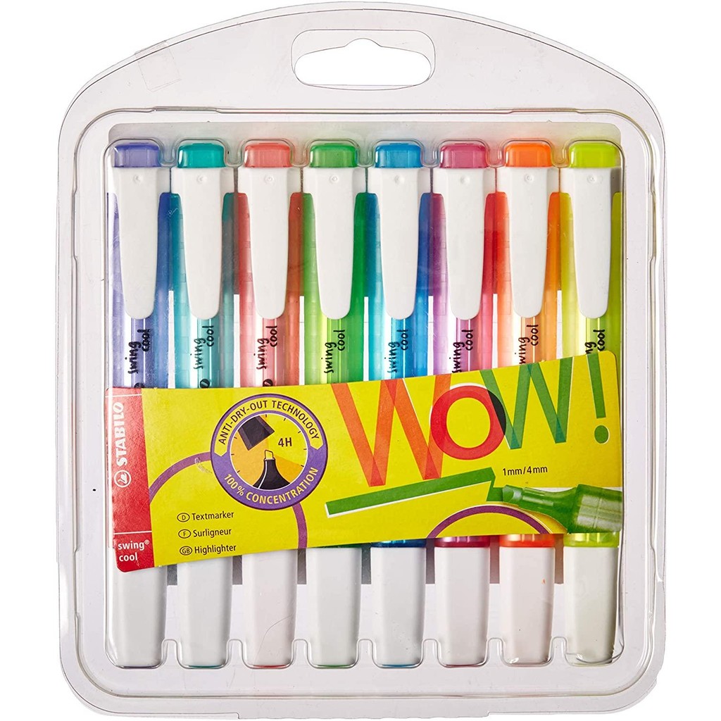 

Stabilo Highlighter Swing Cool Wow Wallet, Set of 8 , Multicolored