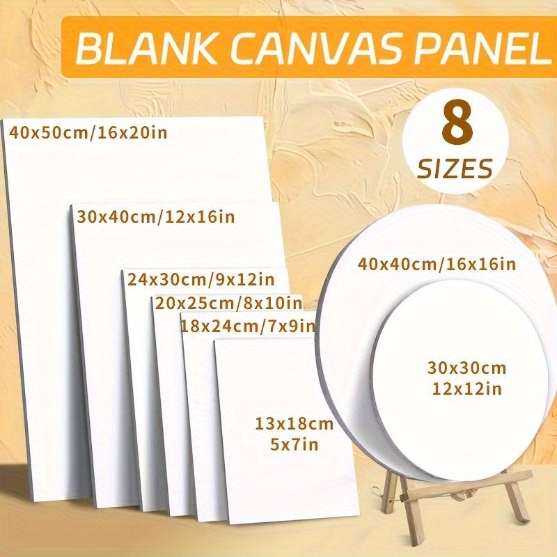 

8 Sizes Canvas Panels for Painting,Blank Canvas Boards for Acrylics,Oil,Gouache,Tempera,Primed White for Adults,Hobby Painters.
