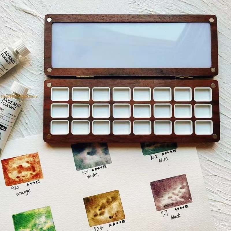 

Empty Portable Watercolor Palette 24 Colors 1ML Wooden Watercolor Box Paint Tray Artist Travel Aquarelas Painting Art Supplies