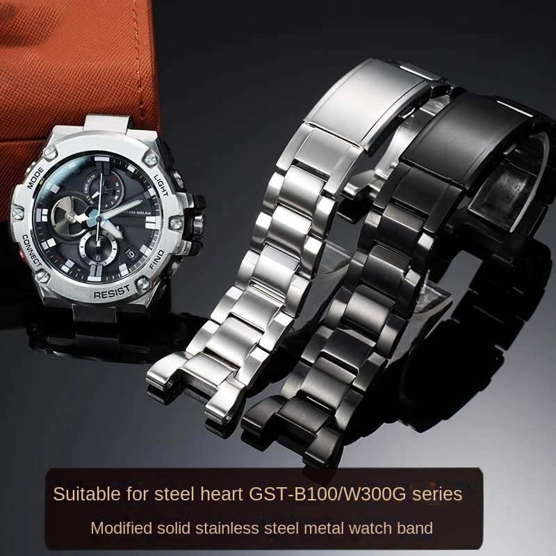 GST-B100 Stainless Steel Watch Strap For Casio G-Shock Watchband GST-210/W120L/S130L/S310 GST-W300 G