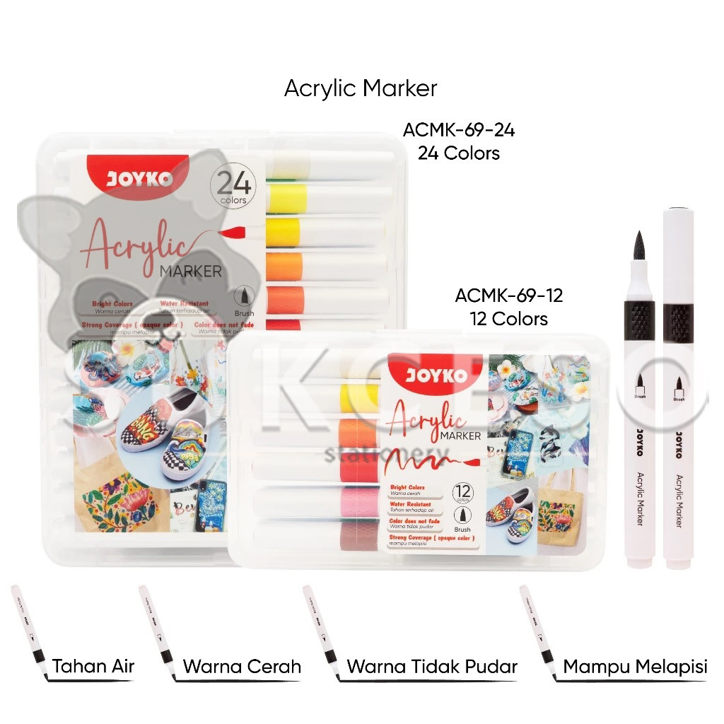 

JOYKO Acrylic Marker ACMK-69 12/24 Color Spidol Akrilik Tahan Air