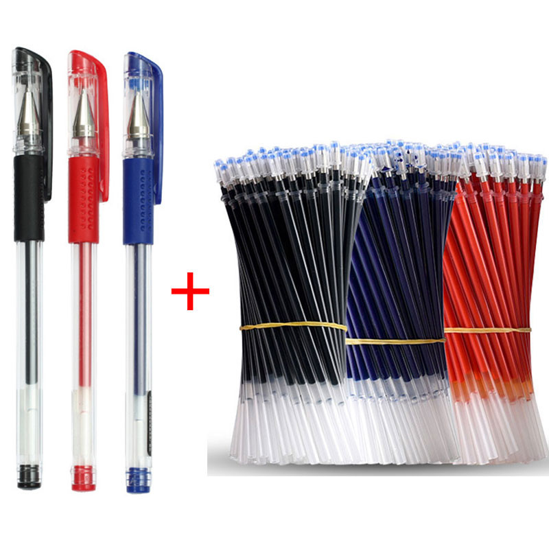 

3+20Pcs/Set Ballpoint Pen Gel Black Blue Red Ink Refills Bullet Tip 0.5mm Journal Writing School Supplies Stationery