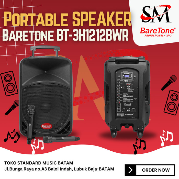 Speaker Portable Baretone BT-3H1212BWR / Baretone BT-3H1212BWR / Speaker Aktif Portable Baretone
