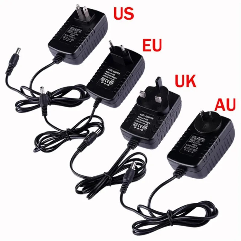 AC 110-240V Ke DC 12V 1A 2A 3A Adaptor Daya Universal Pengisi Daya Konverter Saklar EU US UK AU Plug