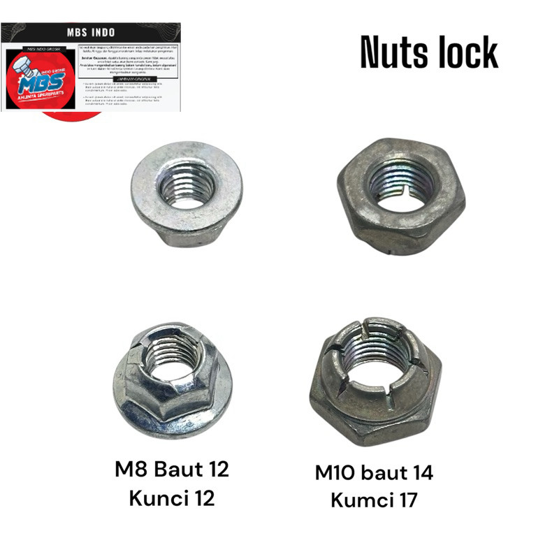 BOS BAUT NUTS LOCK m8 m10 MUR KUNCI DRAT M8 kunci 12 m10 baut 14 kunci 17 motor mobil anti copot