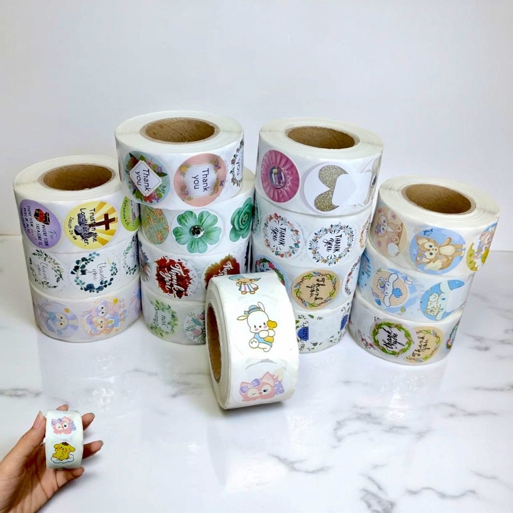 

Label Sticker Thank You Dan Karakter Lucu ROLL ISI 500PCS / Sticker Tempel Bulat Banyak Pilihan
